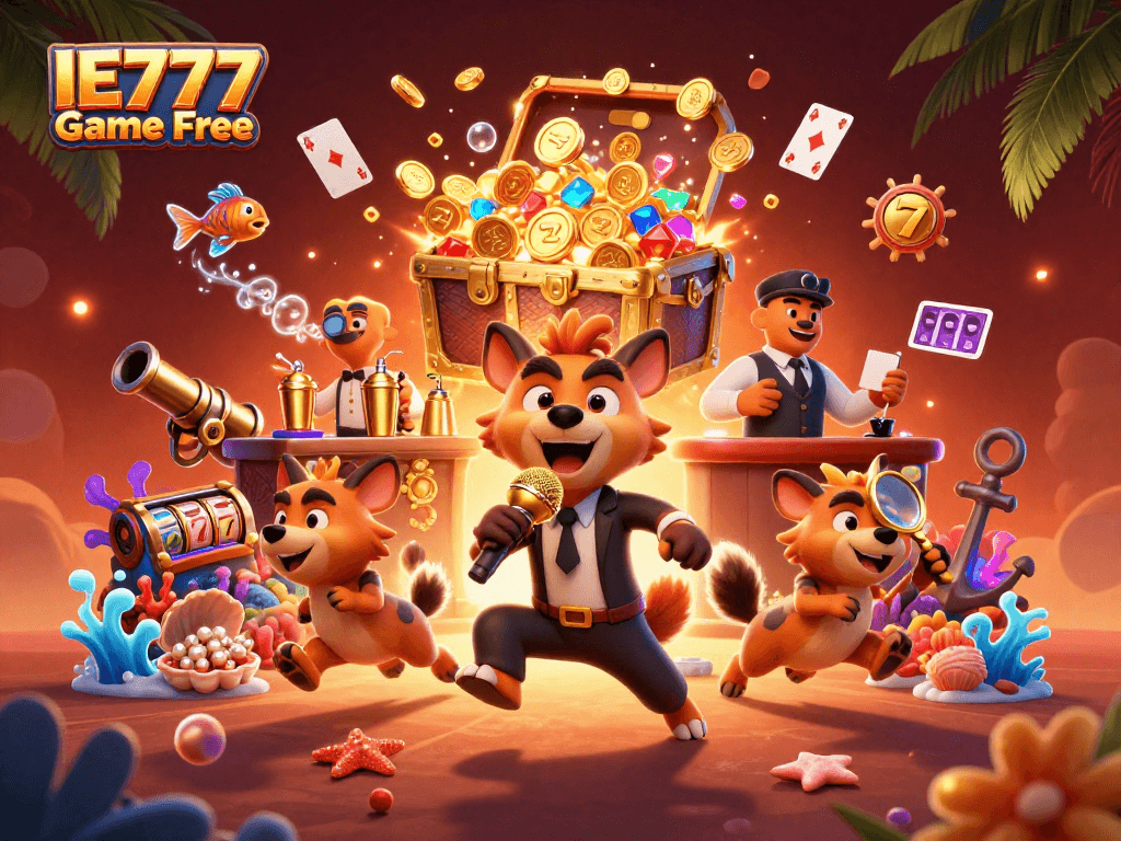 Experience the fun of IE777 Game Free with vibrant casino characters and lively game elements.