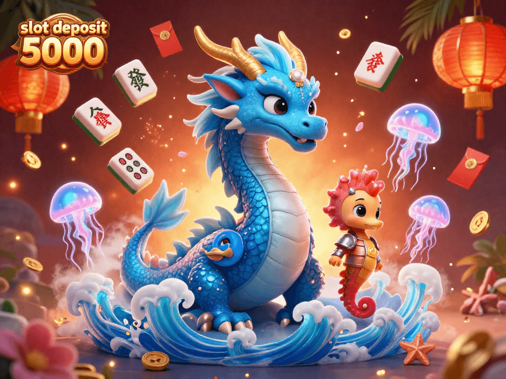 Experience the thrill of slot deposit 5000 with animated casino elements and mythical characters.
