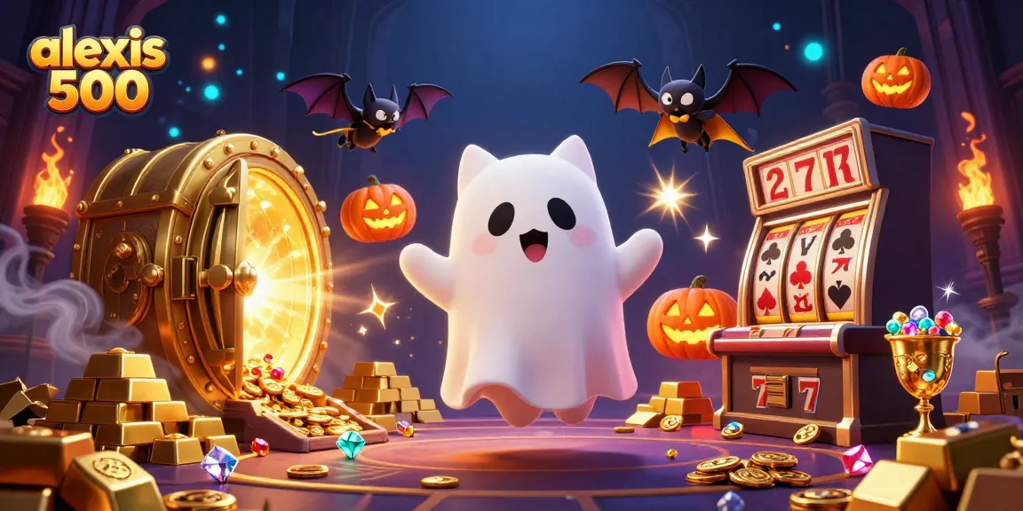 Spin the reels at alexis 500 in a vibrant haunted casino scene filled with treasures.