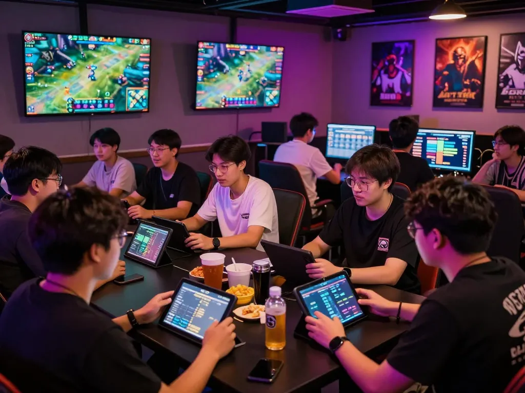 Dota 2 betting scene with fans engaged in live gameplay and statistics.
