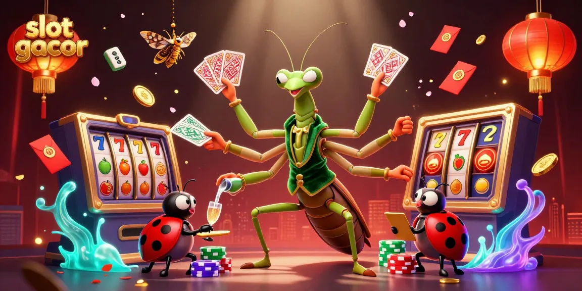 Permainan slot gacor penuh kegembiraan dengan karakter menghibur dan simbol keberuntungan yang menari.