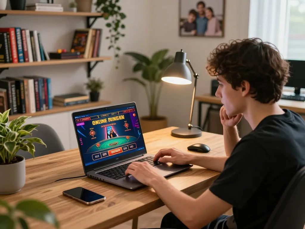 Engaging session at online casinos in Canada with strategy-focused setup featuring laptop and notes.