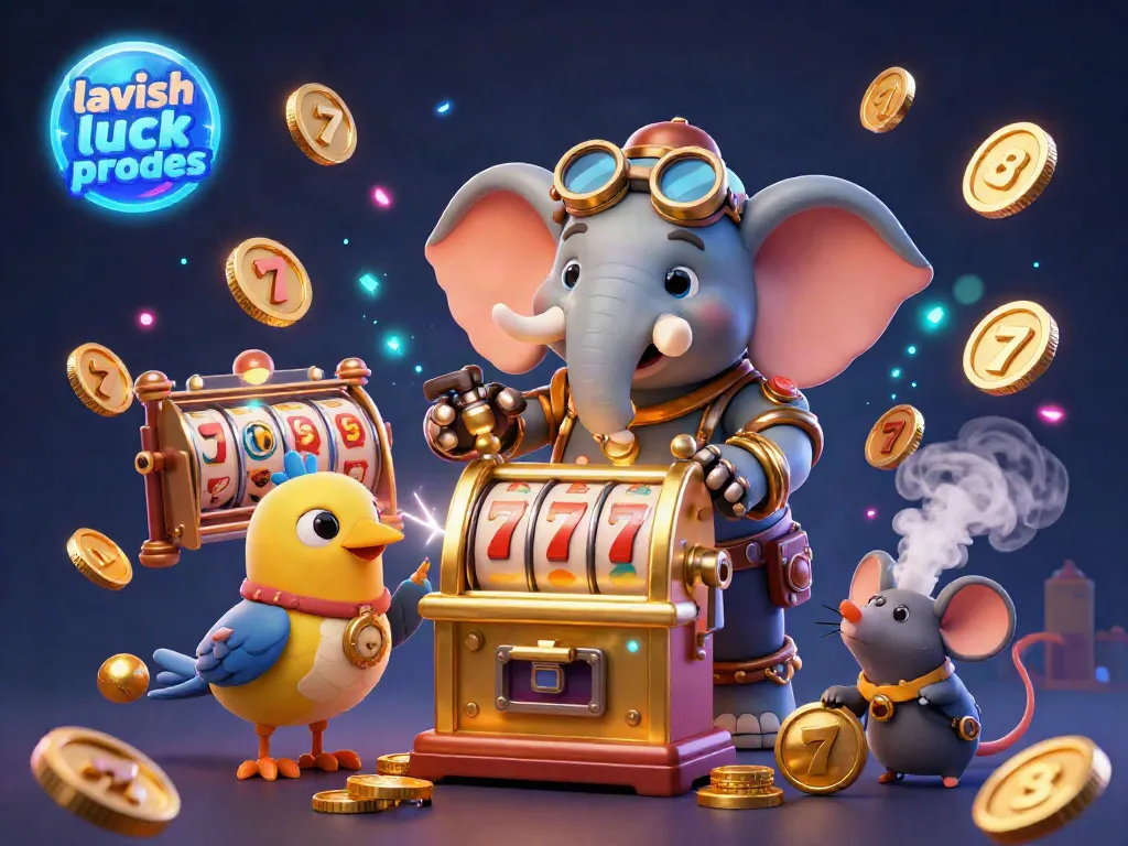 Claim bonuses with lavish luck promo codes in a vibrant casino scene featuring steampunk characters.