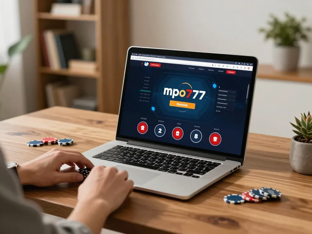 Pemain terlibat dalam taruhan strategis di platform poker online mpo777 di rumah.