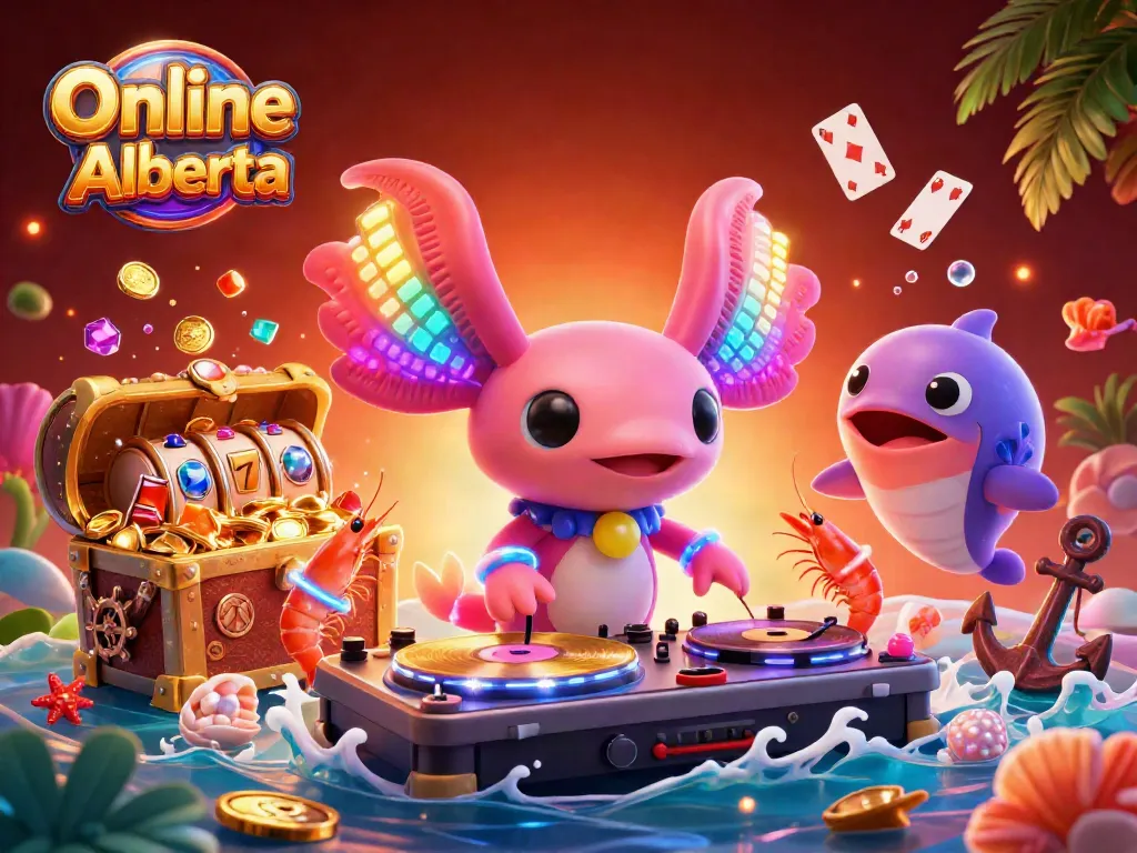Spin to win at Online Casino Alberta with vibrant characters and dynamic gambling elements!