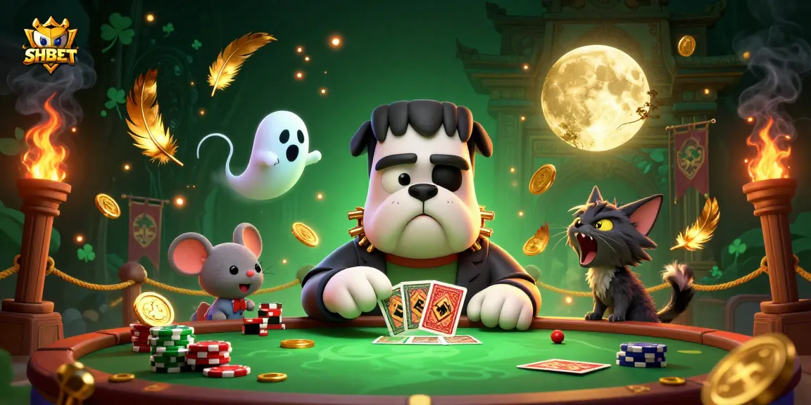 Experience thrilling games at SHBET with unique characters like a Frankenstein bulldog dealer and ghostly mouse.