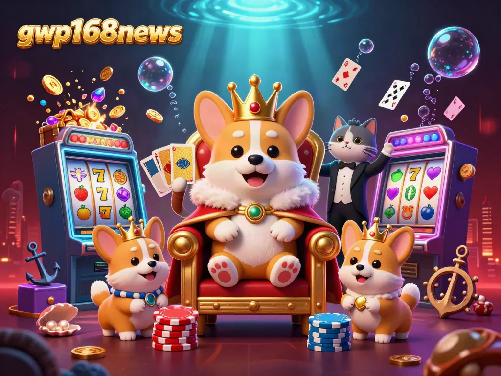 Gali kesenangan bermain di gwp168news dengan corgi kerajaan dan elemen slot menawan.