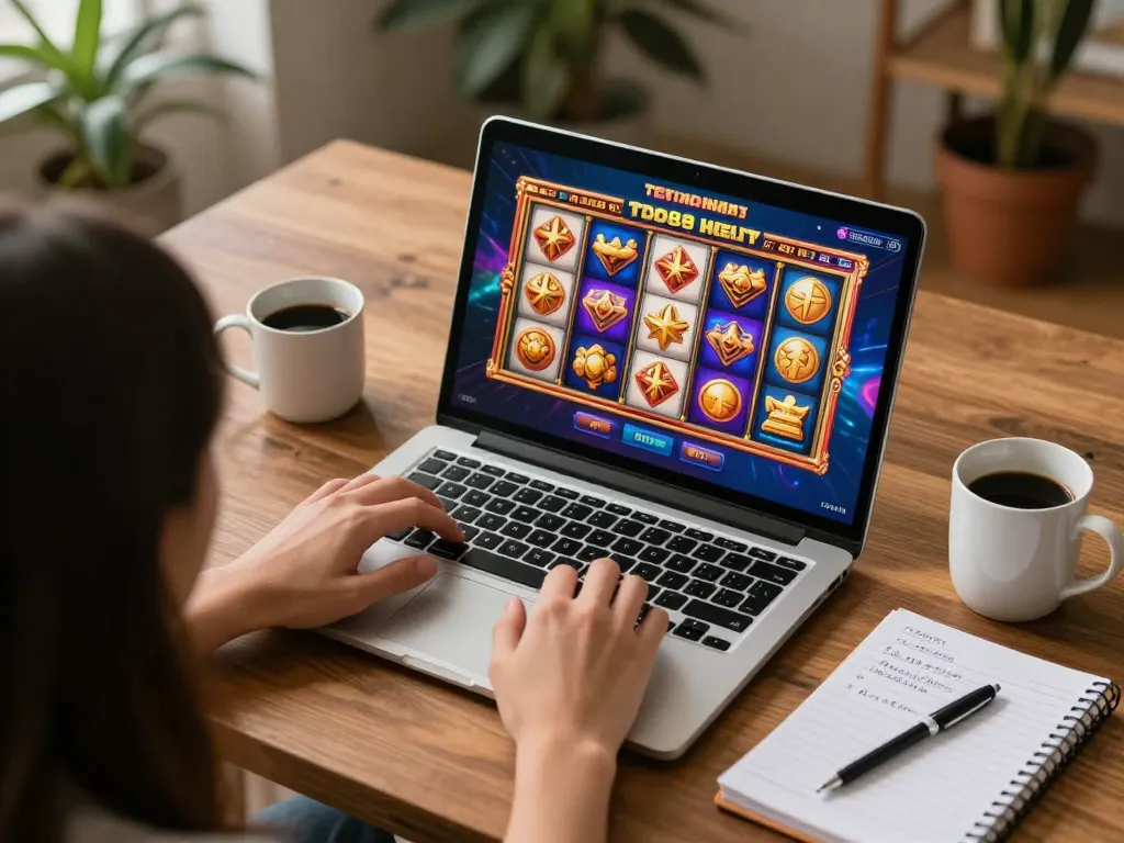 Player engaging in TD88 bet online gaming on laptop, emphasizing strategic gameplay and responsible gaming