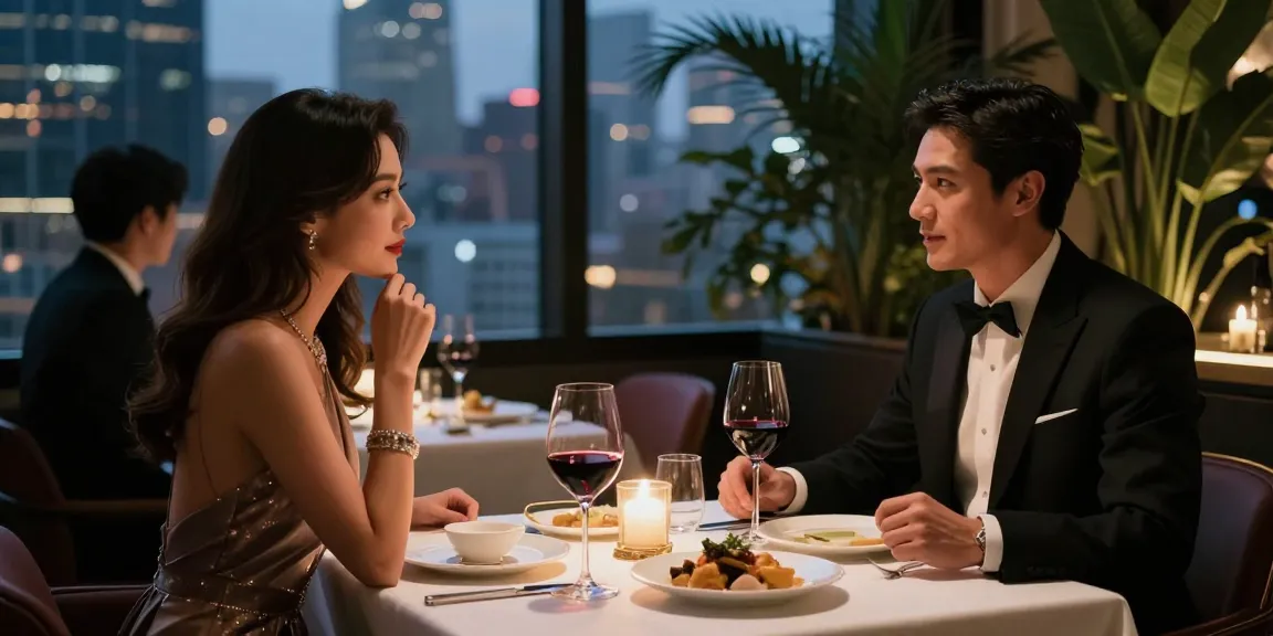 An elegant dinner scene showcasing İstanbul Escort services with sophisticated encounters in a high-end restaurant.