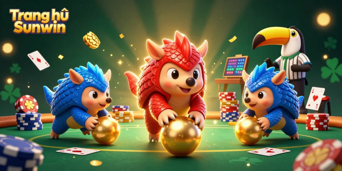 Experience thrilling gameplay at Trang chủ Sunwin with vibrant pangolins, poker chips, and confetti.