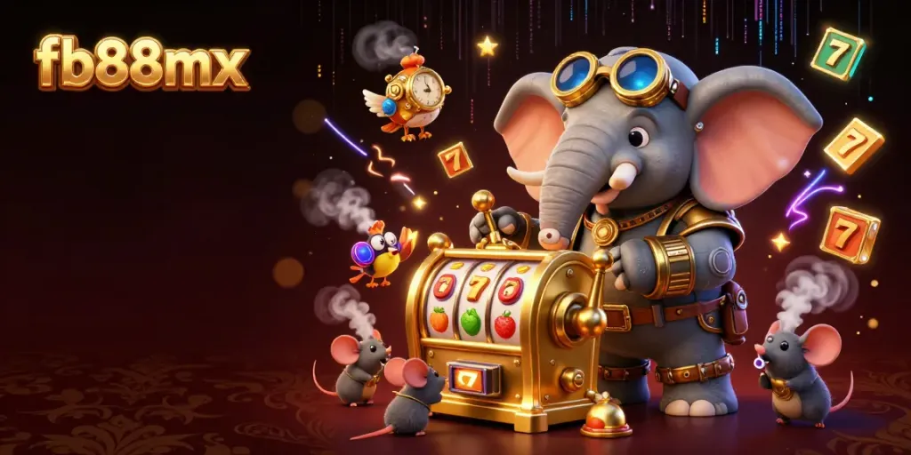 Experience thrilling gameplay at fb88mx with a vibrant steampunk-themed slot scene featuring unique characters and dynamic elements.