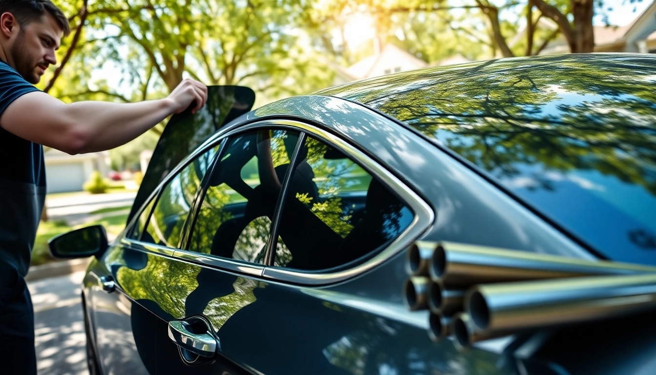 Enhance your vehicle with professional window tinting Cleveland TN, showcasing expert technicians in action.
