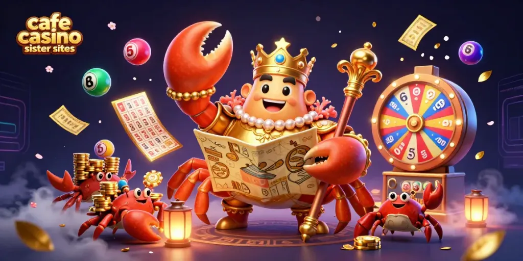 Engage with top cafe casino sister sites in a vibrant, animated gambling scene filled with excitement.