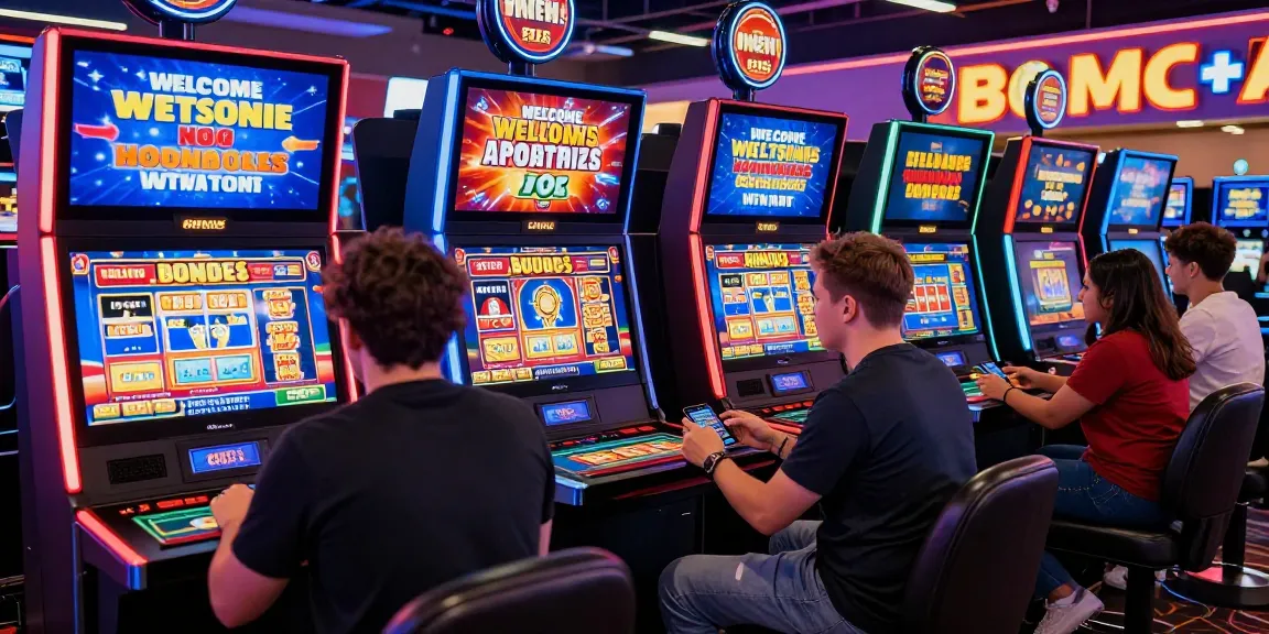 Players enjoying new online casino sites with vibrant lights and interactive gaming machines in a modern casino.
