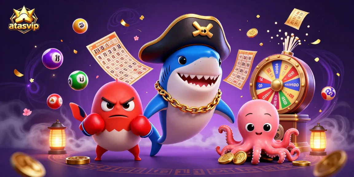 Experience exhilarating gaming with atasvip, where colorful lottery balls and a playful pirate shark celebrate virtual wins!